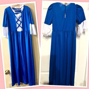 Colonial Girl Costume Child/Size 12/14 Blue & White - Dress Pioneer No Cap
